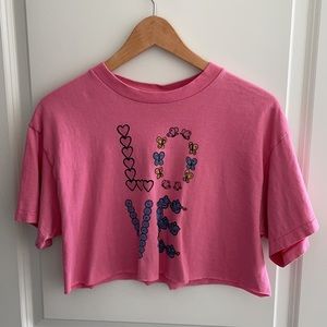 Pink Cropped Vintage Tee
